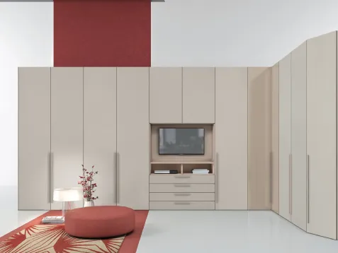 Armadio angolare con ante battenti Golf One con Porta Tv W107 di Colombini Casa
