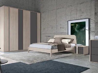 Letto Golf Virgo con struttura e testata in legno chiaro di Colombini Casa