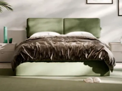 Letto moderno imbottito in tessuto con testiera Lenox di Orme