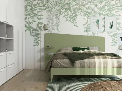 Letto Volo Edge Plus con giroletto Nettuno finitura Oliva di Colombini Casa