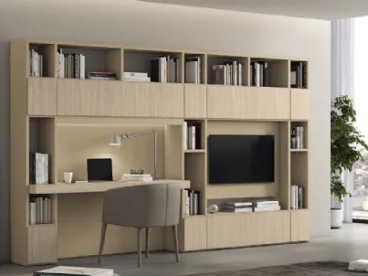 Libreria Vitalyty C32 con vano porta Tv ed Desk di Colombini Casa