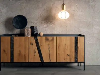 Madia con piano in laminato e ante in legno Elly 3 ante di Alta Corte