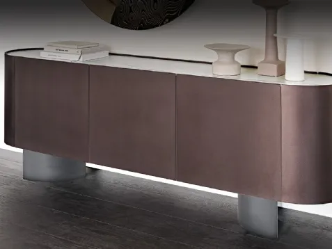Madia in legno rivestita in metallo verniciato goffrato bronzo Savoy di Cattelan Italia