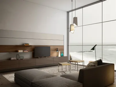 Parete Attrezzata sospesa in laccato lucido Living 01 di Arredo3