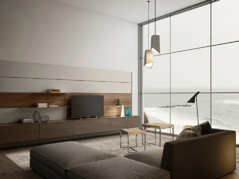 Parete Attrezzata sospesa in laccato lucido Living 01 di Arredo3