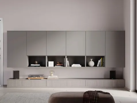 Parete Attrezzata Living Grigio Modul Box di Nardi Interni