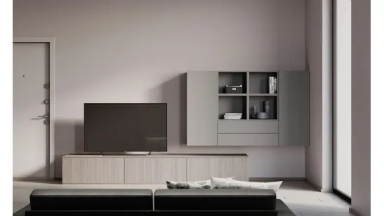 Parete Attrezzata Living in melaminico Ossidato e Grigio di Nardi Interni