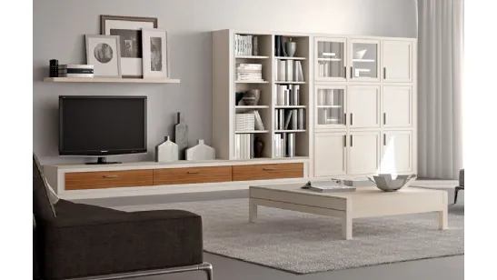 Parete Attrezzata in legno bicolore Melograno composizione 15 di Le Fablier