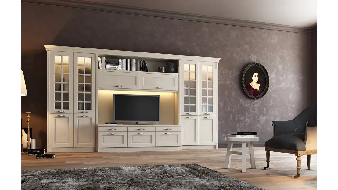 Parete Attrezzata in legno di Frassino Virginia II di Arredo3