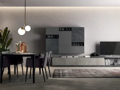 Parete Attrezzata Vitalyty C09B in melaminico Stone Grey di Colombini Casa