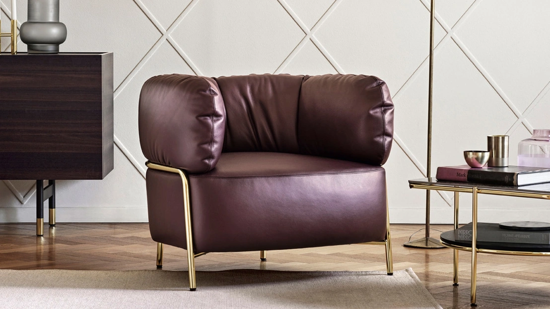 Poltroncina in pelle Quadrotta di Calligaris
