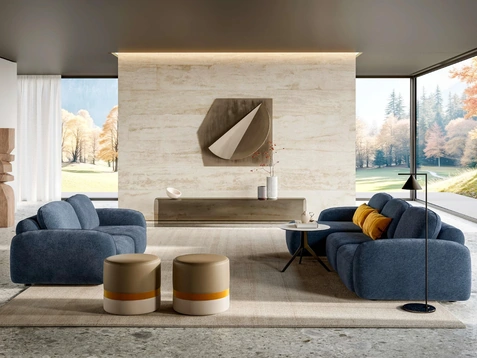Salotto in tessuto Susa con penisola e lineare di Le Comfort