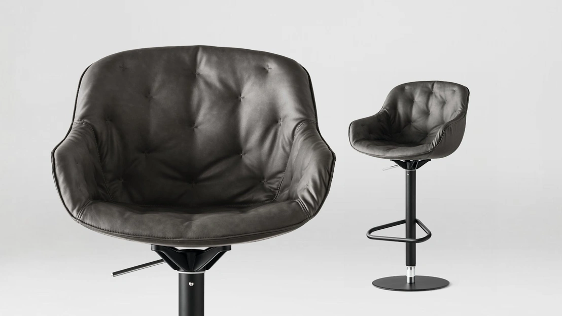 Sgabello in pelle Igloo di Calligaris