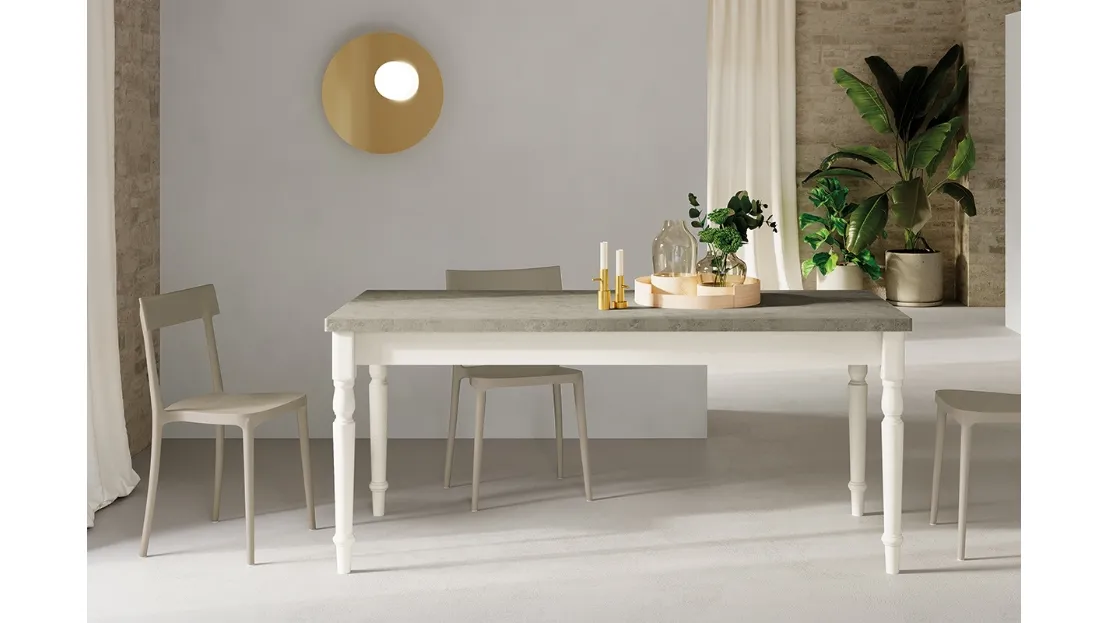 Tavolo Londra Allungabile con top in laminato e gambe in legno massello di Arredo3
