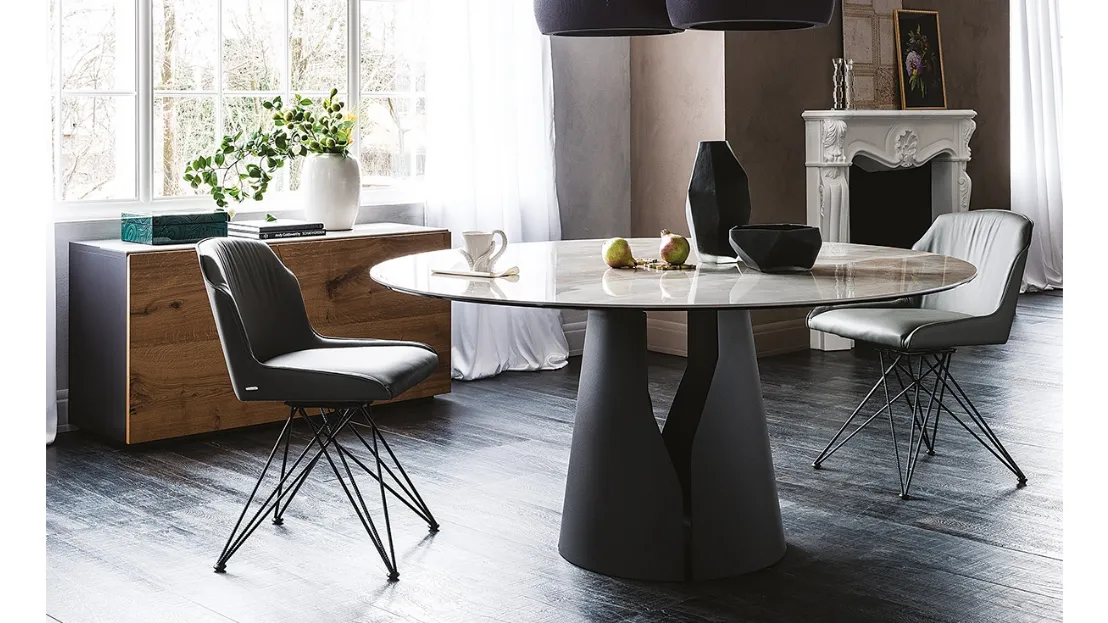 Tavolo con piano rotondo in ceramica Giano Keramik di Cattelan Italia