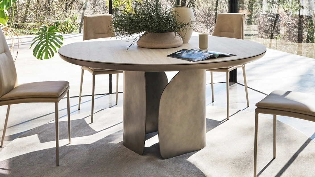 Tavolo rotondo in ceramica Twins di Calligaris