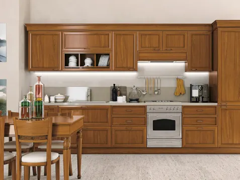 Cucina Classica lineare in legno Le Gemme composizione 5 di Le Fablier