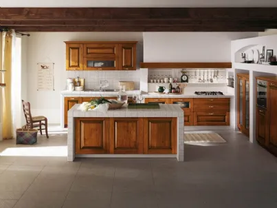Cucina in Muratura lineare in legno con top e fianchi in ceramica Castellana di Ar-Tre