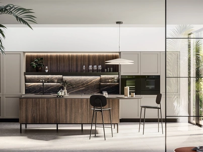 Cucina Moderna con isola Alma 03 in pet e laminato di Arredo3