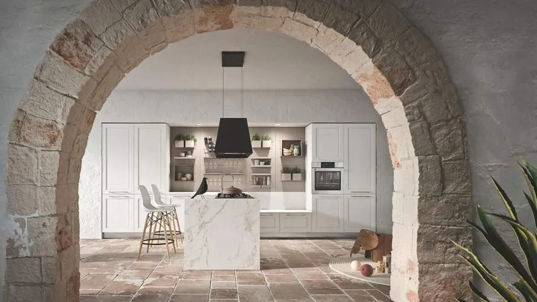 Cucina Moderna con isola Cloe 05 in legno laccato di Ar-Tre