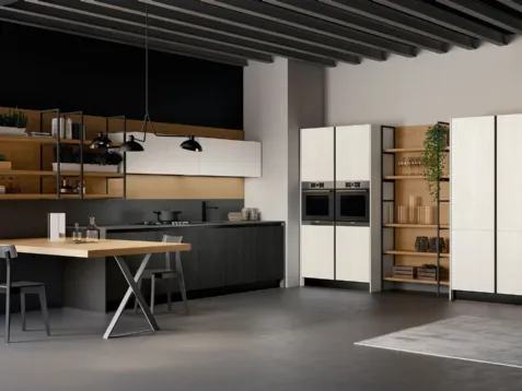 Cucina Moderna angolare in legno laccato Asia 02 di Arredo3