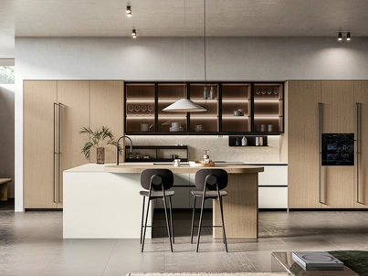 Cucina Moderna con isola Asia 01 in laccato e legno di Arredo3