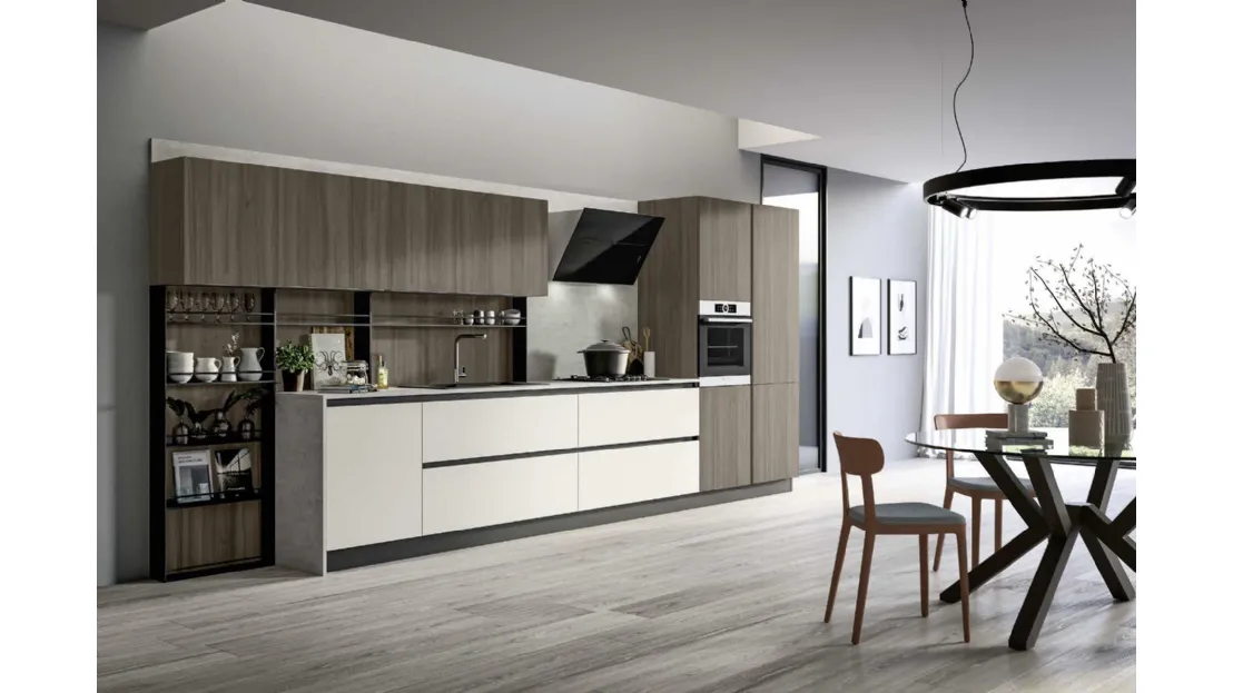 Cucina Moderna lineare in laccato e laminato Cloe 01 di Arredo3