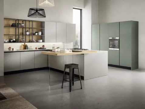 Cucina Moderna con penisola in laccato e laminato Cloe 04 di Arredo3