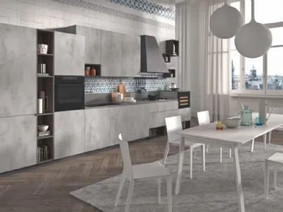 Cucina Moderna in finitura pietra argento Flo Evo 05 di Ar-Tre
