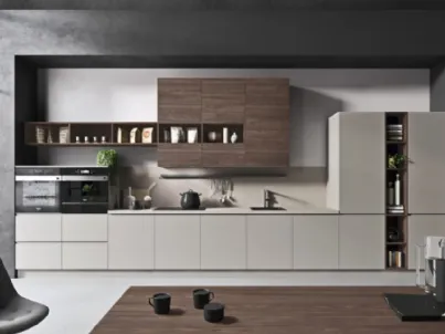Cucina Moderna in laccato opaco e finitura noce moro Flo Evo 01 di Ar-Tre