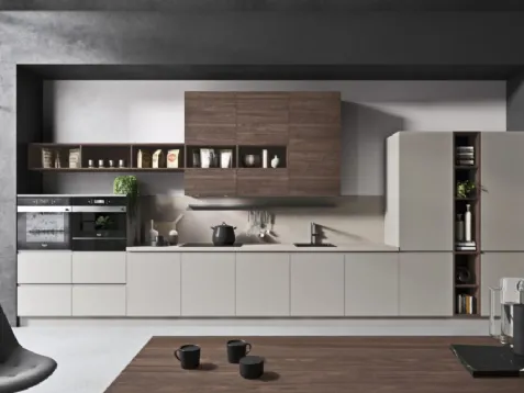 Cucina Moderna in laccato opaco e finitura noce moro Flo Evo 01 di Ar-Tre