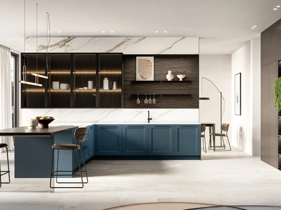 Cucina Moderna in laccato e laminato con penisola Meg di Arredo3