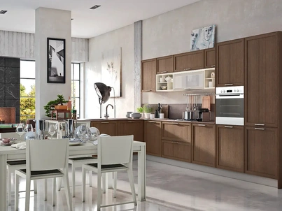 Cucina Moderna con penisola Melograno Composizione PM07 in legno di frassino di Le Fablier