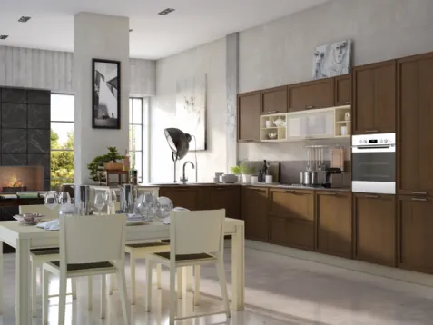 Cucina Moderna lineare in legno Melograno composizione 7 di Le Fablier