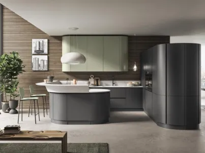 Cucina Moderna con penisola in laccato opaco Miami di Ar-Tre