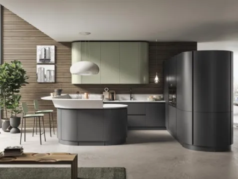 Cucina Moderna con penisola in laccato opaco Miami di Ar-Tre