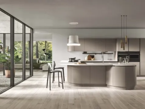 Cucina Moderna angolare con penisola in laccato opaco Milano di Ar-Tre