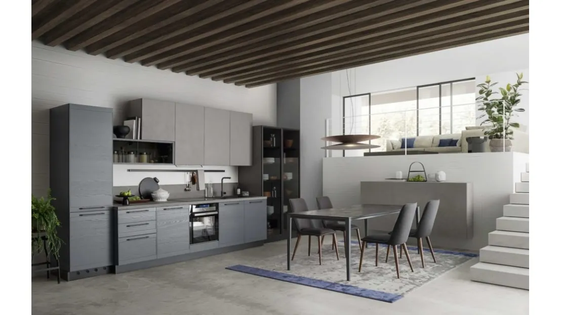 Cucina Moderna lineare in legno laccato Zoe Evolution 06 di Ar-Tre