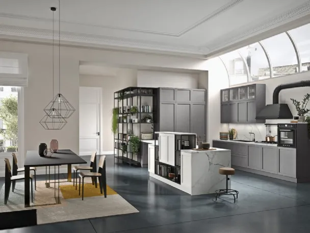 Cucina Moderna angolare in vetro nebbia opaco e noce bruno Kronos 04 di Arredo3