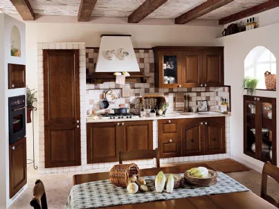 Cucina in muratura lineare in legno Asolana di Ar-Tre