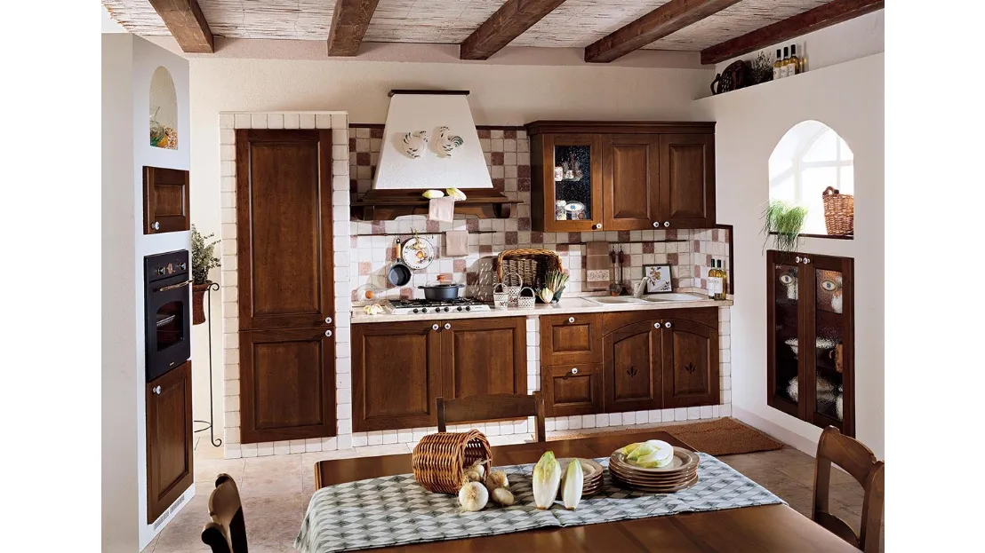 Cucina in muratura lineare in legno Asolana di Ar-Tre