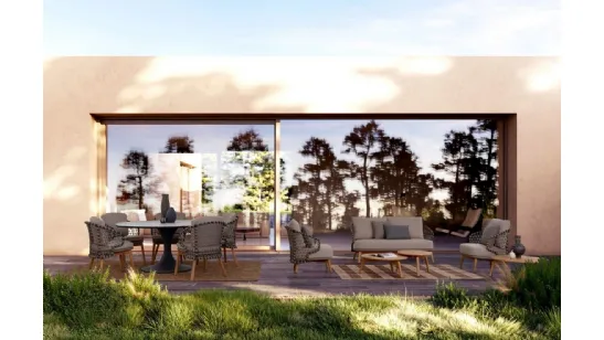 Arredo da esterno Eularia in tessuto e legno di teak di Bizzotto