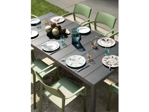Tavolo per esterno in alluminio verniciato con piano dogato Rio Alu 210 Fix di Nardi