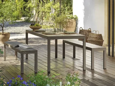 Set da esterno con tavolo e panche in alluminio verniciato Rio Bench Alu di Nardi