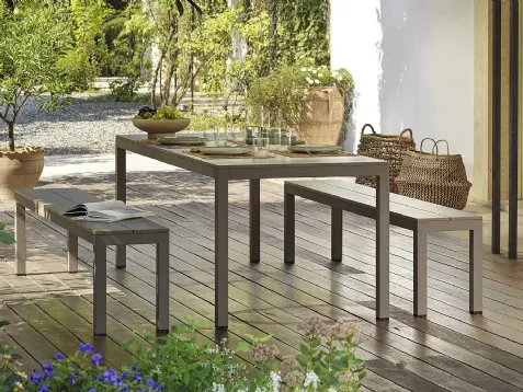 Set da esterno con tavolo e panche in alluminio verniciato Rio Bench Alu di Nardi