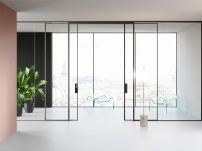 Pareti Divisorie per Ufficio Mood MM in vetro con profili in alluminio di Las Mobili
