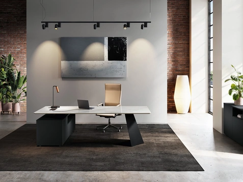Scrivania direzionale Monolith in vetro di Las Mobili