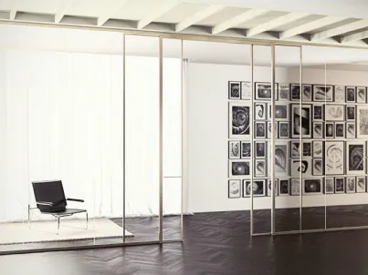 Pareti divisorie per ufficio Mood M1 in vetro con profili in alluminio di Las Mobili
