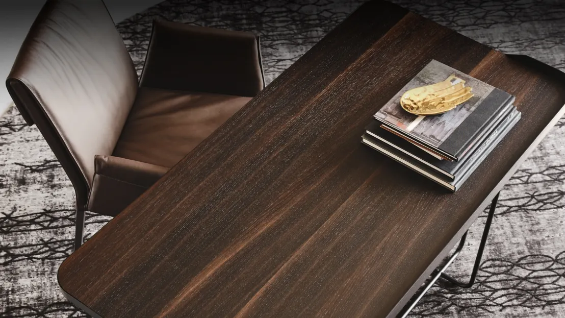 Scrivania da Ufficio in legno con struttura in acciaio Wolf Wood di Cattelan Italia