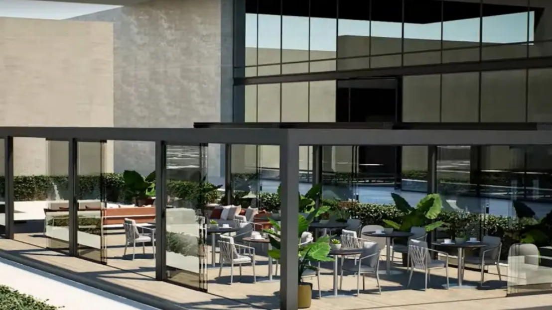 Pergola bioclimatica impacchettabile in alluminio Brera P di Pratic